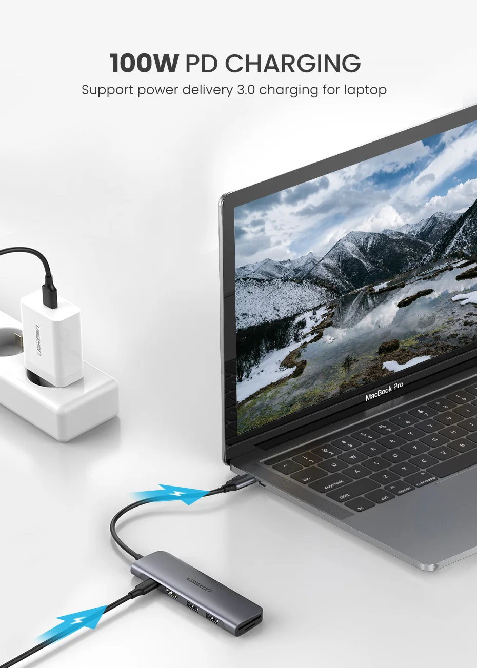 Ugreen USB C концентратор type C к Мульти USB 3,0 концентратор HDMI адаптер док-станция для MacBook Pro huawei mate 30 USB-C 3,1 разветвитель порт type C концентратор