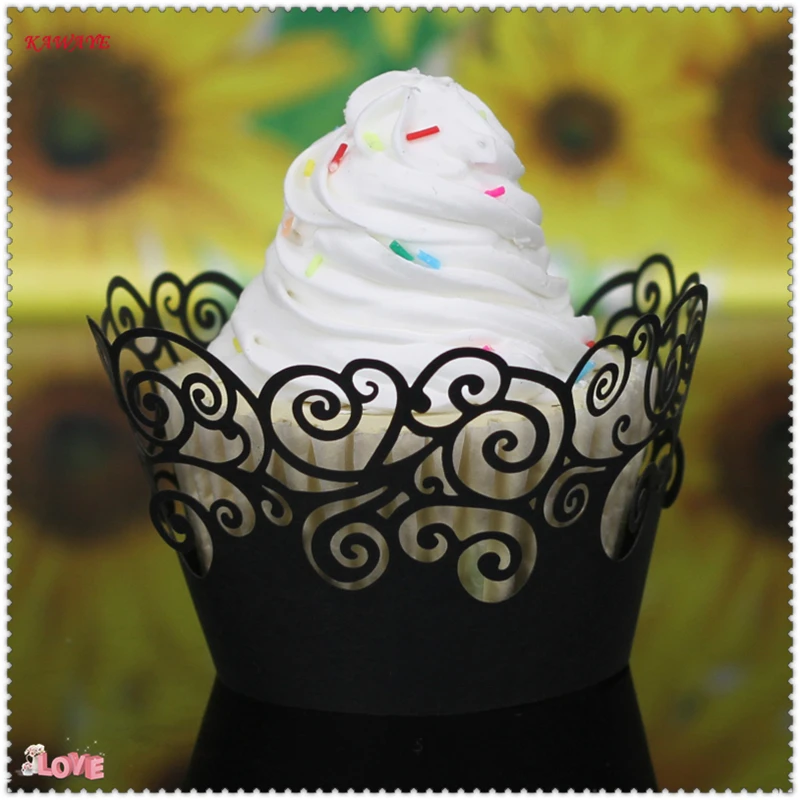 100Pcs/форма для кекса кружевная Лазерная резка кексов вкладыш выпечки чашки полые