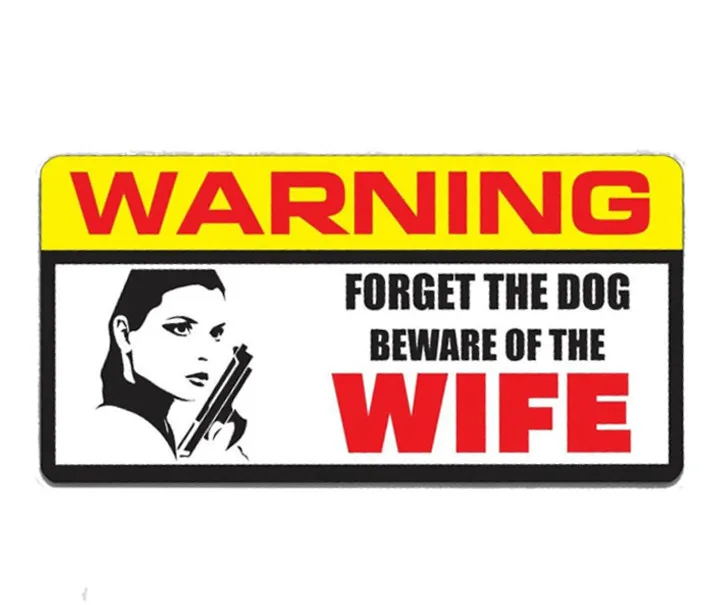 

Funny Fashion Car Stickers BEWARE WIFE Warning Sign Decals Car Window Motorcycle Decoration Vinyl KK PVC 13cm X 7.6cm