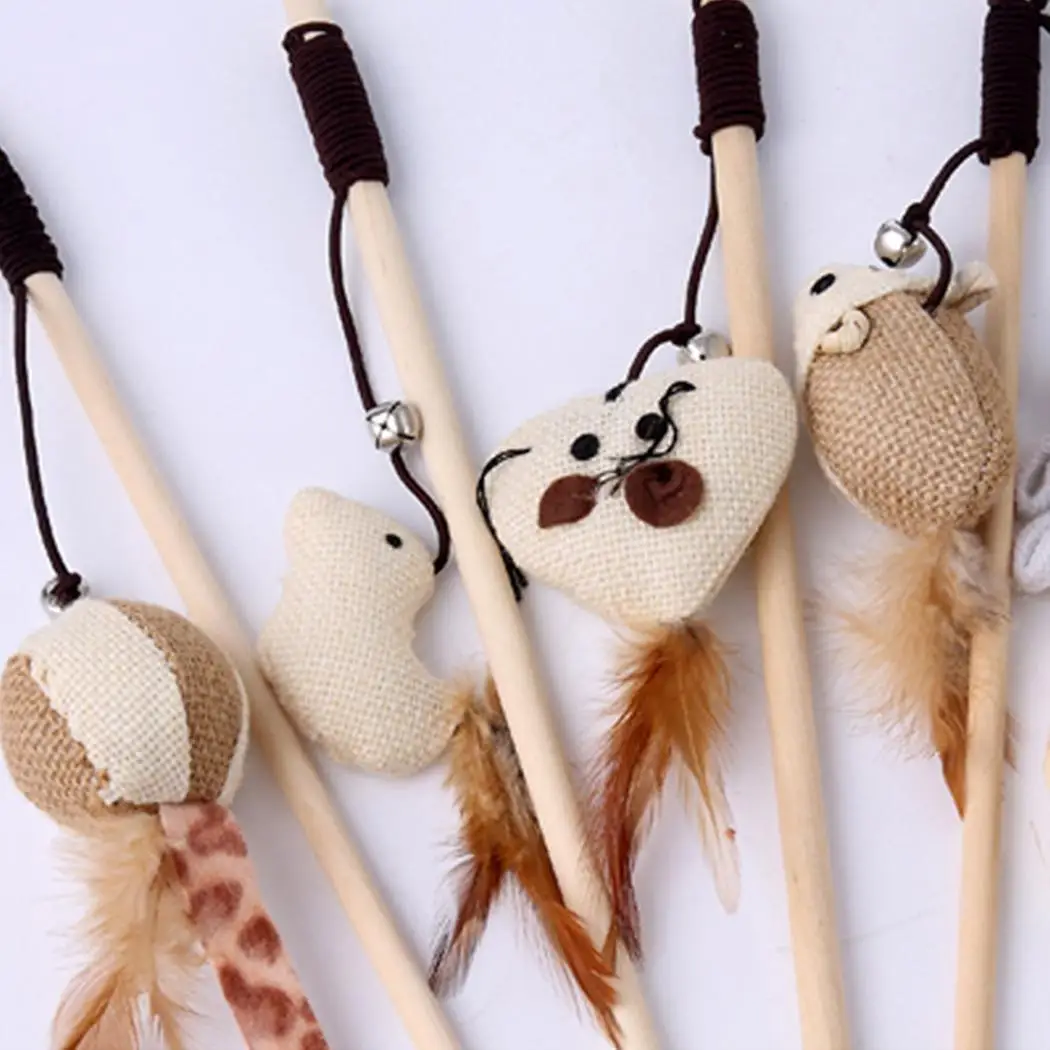 Интерактивный с колокольчиками эластичный забавный кот мышь Тыква перо как