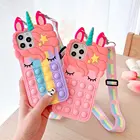 Мягкий 3D чехол с единорогом для iphone 12, 11 Pro Max, X, XS, XR, SE 2020, 7, 8 Plus, антистрессовый сенсорный чехол с игрушкой