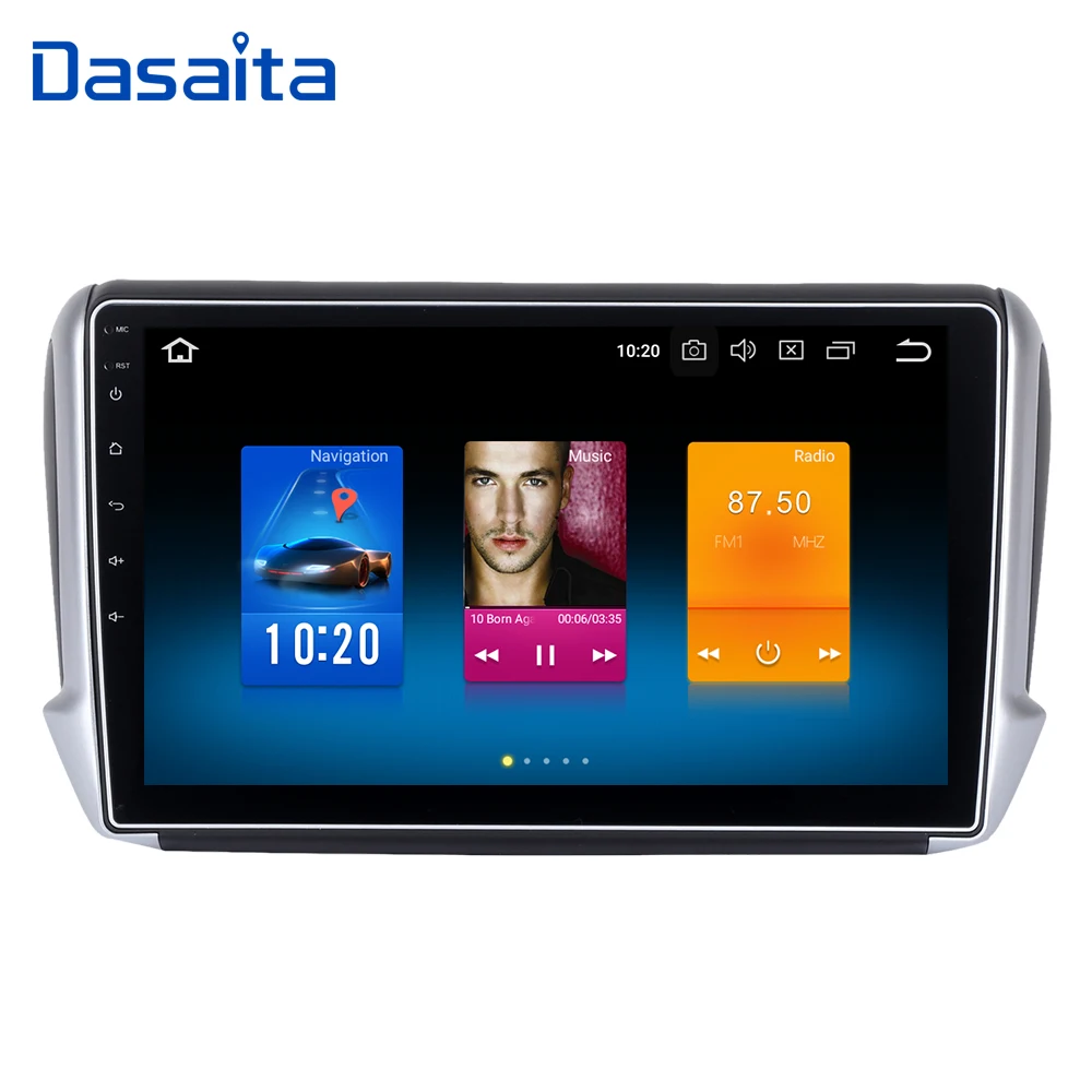 Dasaita 10," Android 9,0 Автомобильный gps плеер для peugeot 208& 2008 2012- с восьмиядерным процессором 4 Гб ОЗУ Авто радио мультимедиа gps NAVI 4G