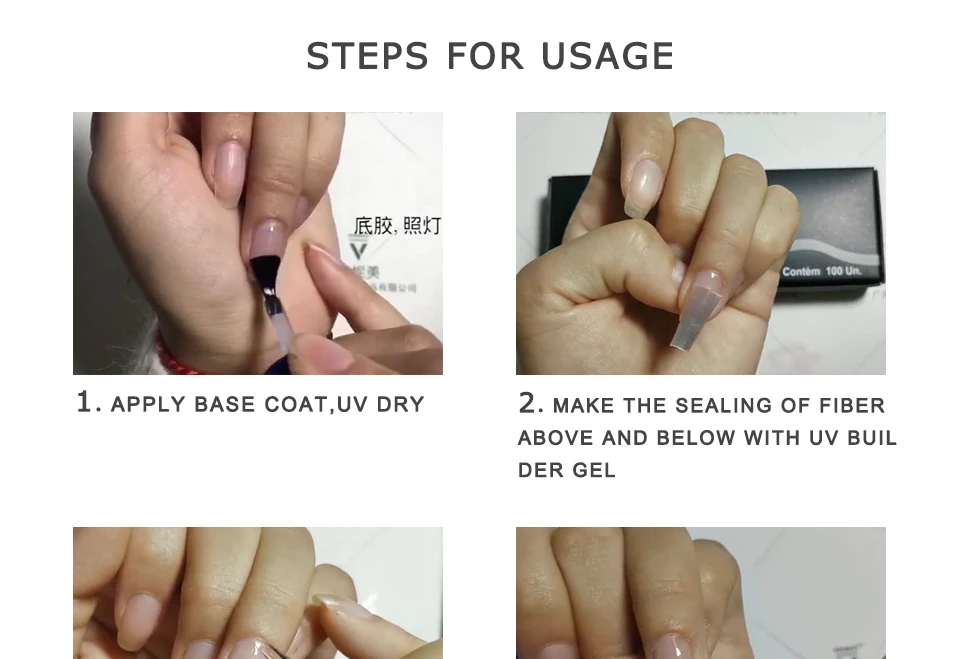 10/30/50pcs Fiberglass Nail Extension Glass Fibernails Fiber Nail Silk Extension Set Nail Acrylic Tips Nail Salon