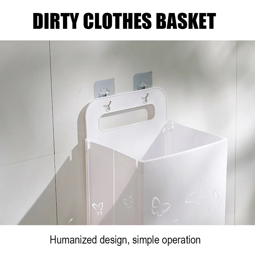 

Wall-Mount Laundry Basket Foldable Dirty Clothes Toys Storage Organizer Portable Punch Free Laundry Container Washing Bathroom