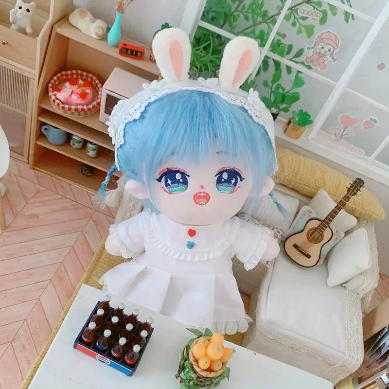 Одежда для куклы 20 см плюшевая кукла платье белая кружевная игрушка с волосами