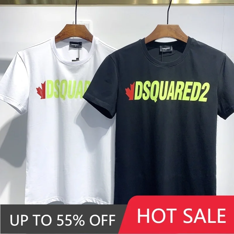 

Men's DSQUARED2 Women's Printed LettersRound Neck Short Sleeve Street Hip Hop Pure Cotton Authentic Tee DSQ T-shirt D55661310