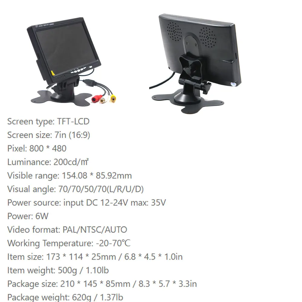Car monitor 7 inch TFT LCD Color HD Monitor for CCTV Reverse Rear View Backup Camera Dropshipping | Автомобили и мотоциклы