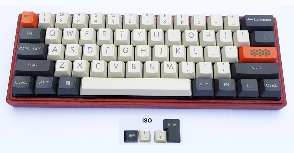61-key add ISO NPKC Винтажный стиль Duke Orange OEM толстые PBT брелки ANSI ISO темно-серый бежевый оранжевый для Cherry MX переключатели механическая клавиатура - Цвет: 61-key add ISO