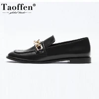 taoffen women real leather flats shoes 2021 ins new fashion casual women shoes loafers low heels footwear size 34 43