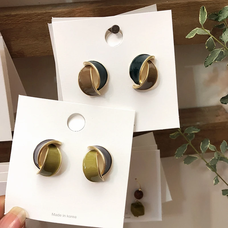 Женские серьги-кольца геометрической формы корейский стиль с эффектом
