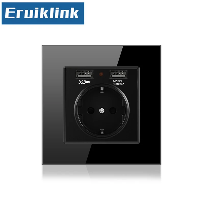 Штепсельная розетка для розеток ЕС белая/б стеклянная панель с электрической