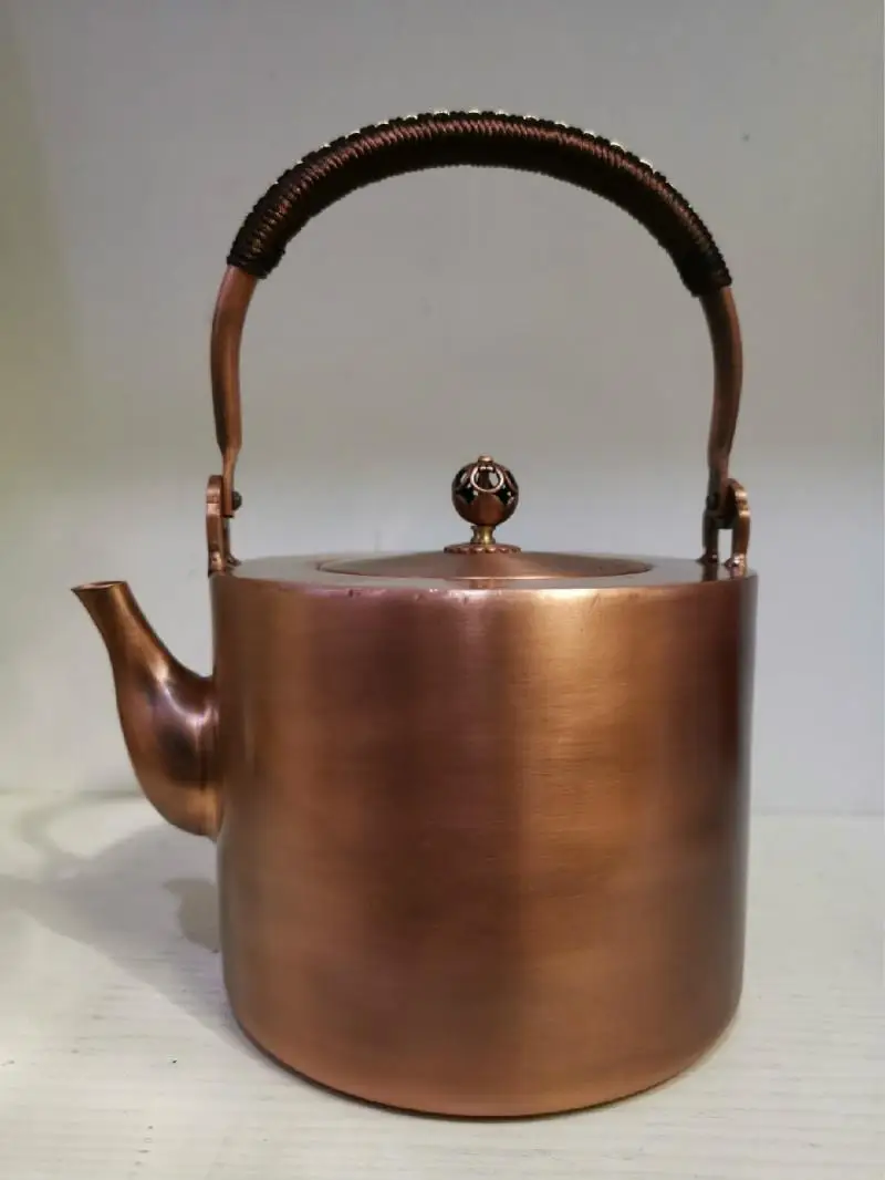 2 2л ручной работы старинный утолщенный медный чайник для сжигания воды японский