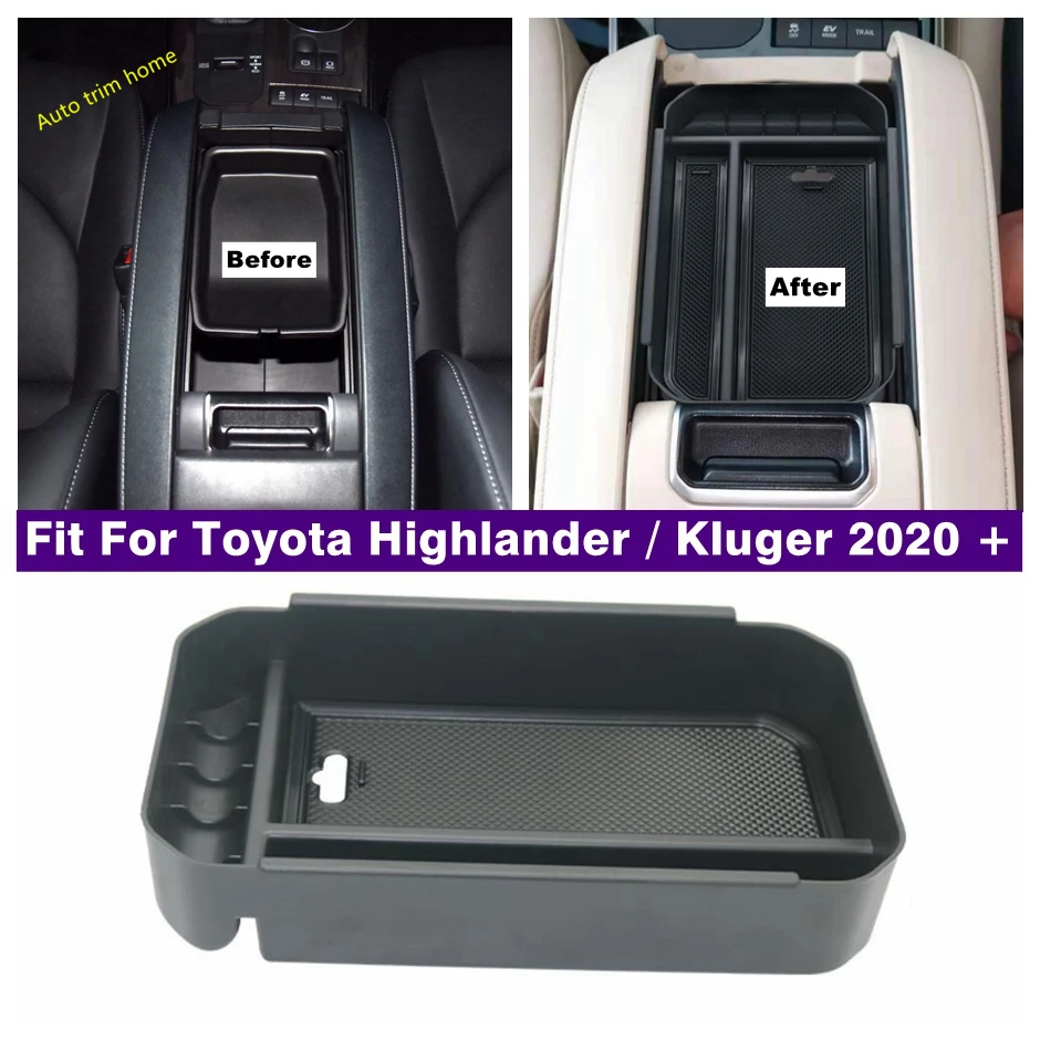

Center Armrest Box Central Storage Tray Container Cover Kit Fit For Toyota Highlander / Kluger 2020 - 2023 Interior Accessories