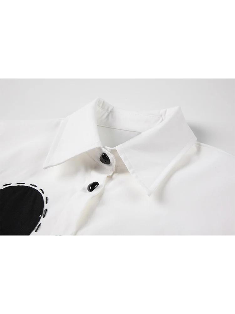 Рубашка-поло женская с длинным рукавом модная винтажная однобортная уличная