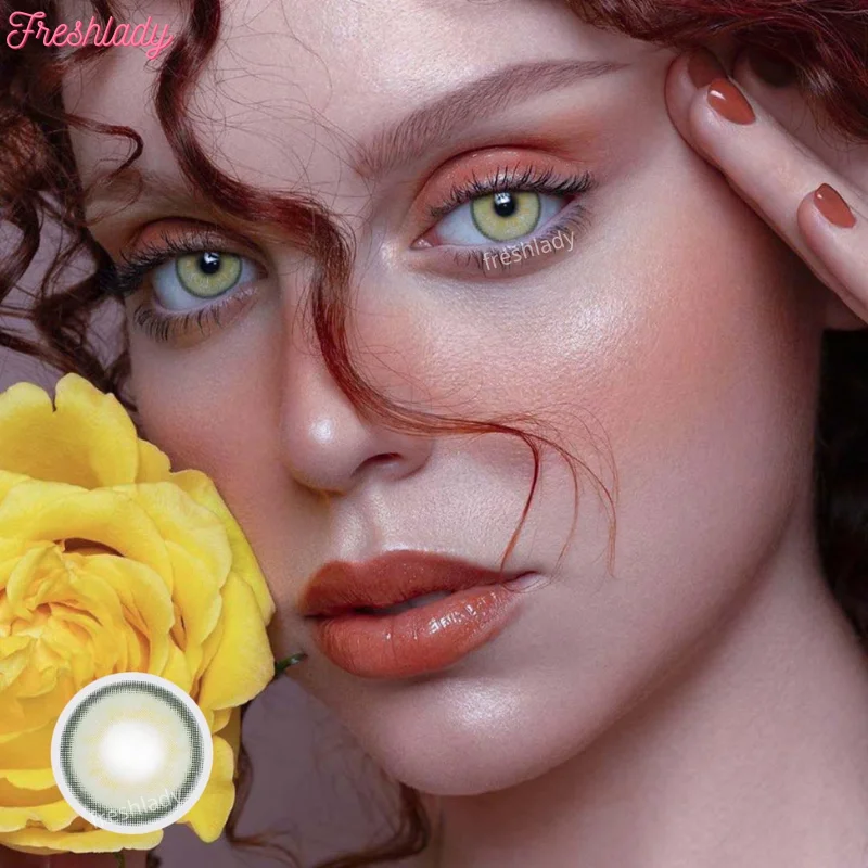 freshlady 1pair color contact lens for eyes natural yearly use blue green beautiful pupil beauty makeup multicolored lenses 14mm free global shipping