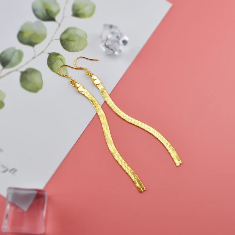 Женские серьги с подвесками в виде змеиной кости длинные капельки Корейском