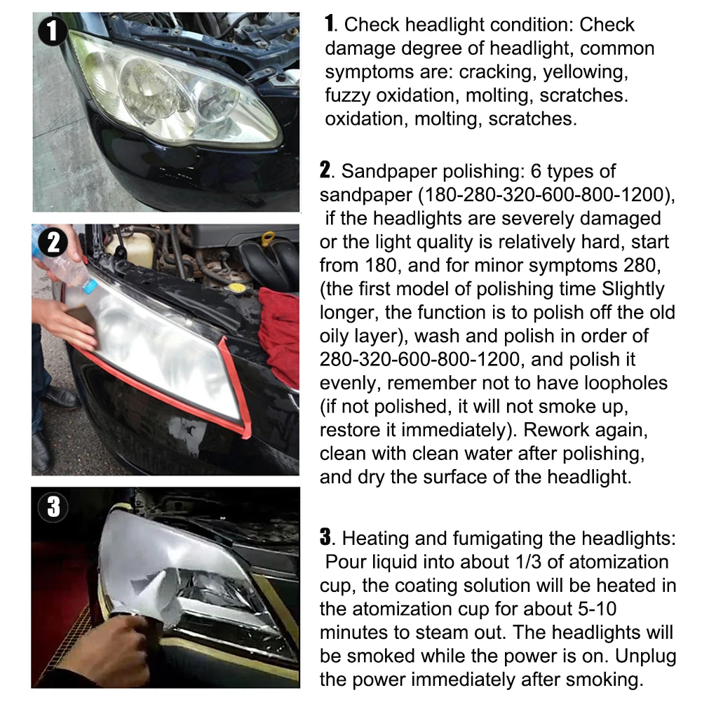 

2021 Car Headlight restoration Repair Tool Headlight Refurbished Polishing Restorer Automotive Headlight Repair Tool Kit