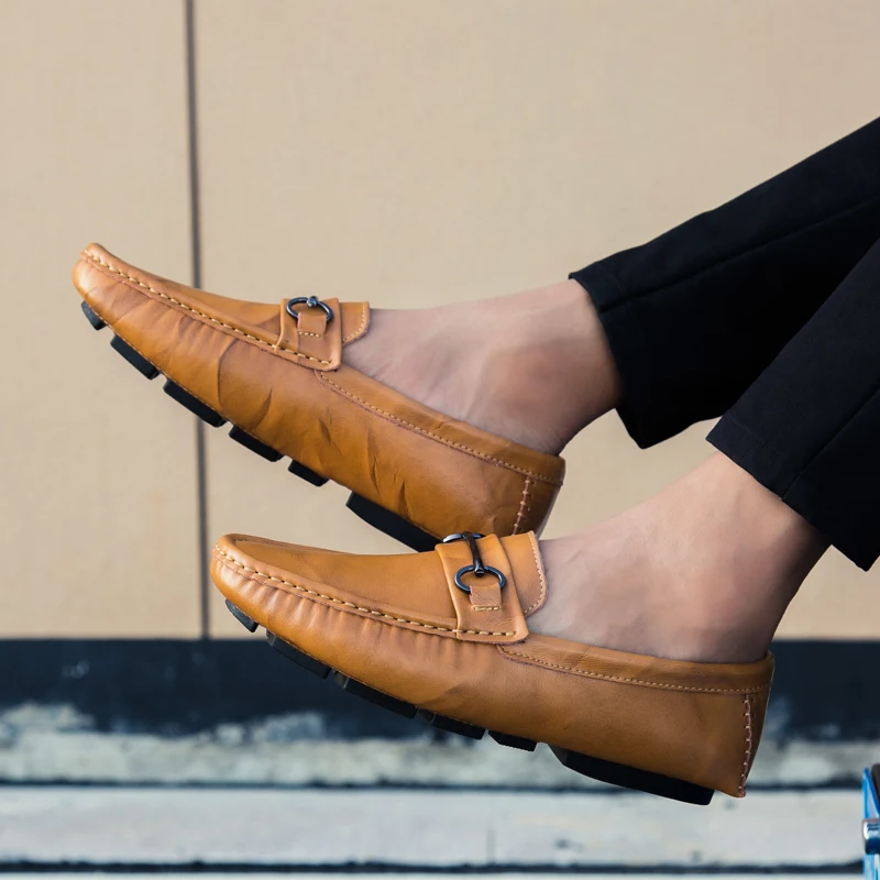 Туфли мужские из натуральной кожи роскошные брендовые дышащие мокасины без