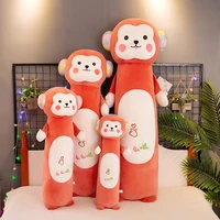 kawaii headphone monkey stuffed toys soft plush pillow sleeping with long strip pillow birthday gift toys for girls