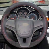 car steering wheel cover suede genuine leather for chevrolet cruze 2009 2014 aveo 2011 2014 car wheel covers