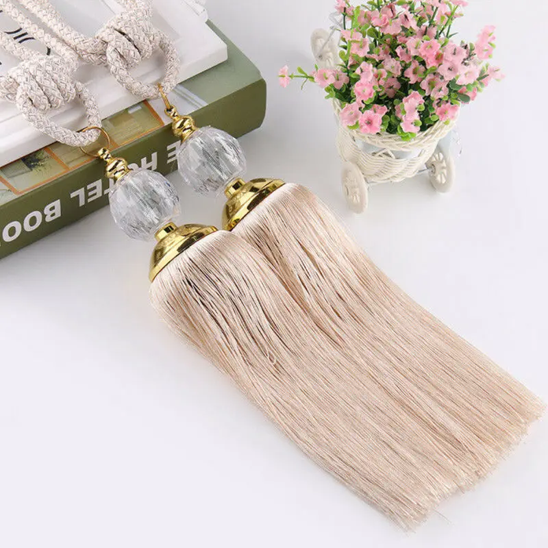 Зажимы для штор 2 шт. зажимы шнурков с кисточками и бусинами хрустальным шариком