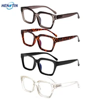 henotin 4 pack reading glasses mens and womens square plastic frame decorative eyeglasses hd reader diopter 1 02 04 05 0