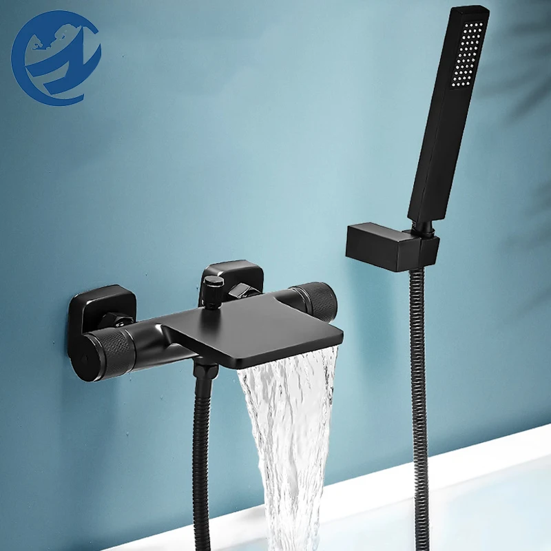 

H Quality Brass Waterfall Bathtub Faucet Bathroom Faucet Rotatble Spout Faucet Tap Hot Cold Mixer Crane Shower Faucet Taps