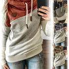 Женская Спортивная толстовка с длинным рукавом, толстовка из смеси хлопка, пуловеры больших размеров на осень и зиму