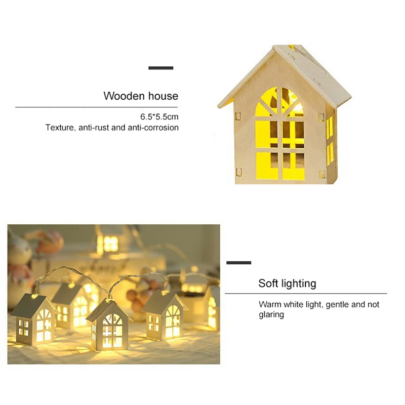 2 м светодиодная гирлянда деревянный дом струны 10 светодиодов Декор для комнаты