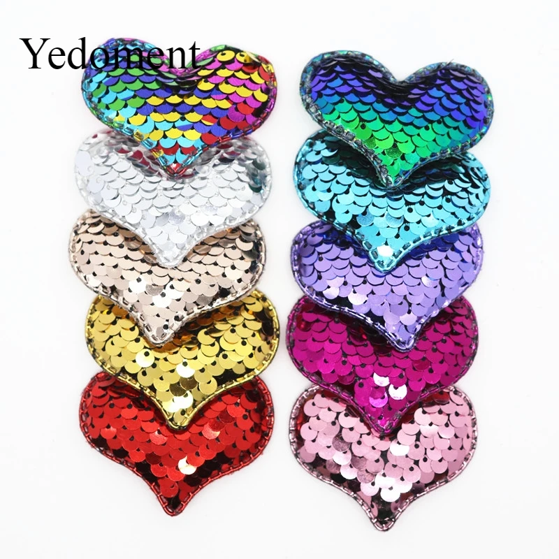 20 шт. двусторонние аппликации в форме сердца с двусторонними пайетками для