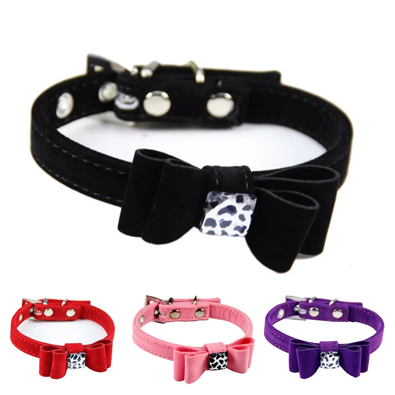 Мягкий бархатный ошейник для кошек Регулируемый маленький щенков собак с