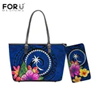 FORUDESIGNS, элегантная женская большая сумка-тоут и кошелек, Chuuk Tribal, Тропический цветочный принт, роскошная женская сумка через плечо, женская сумка