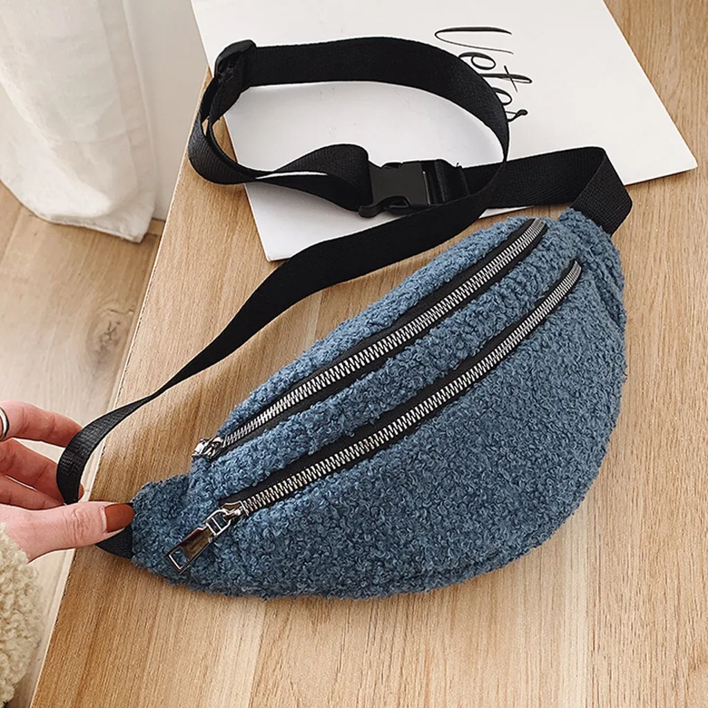 Женская поясная сумка с карманами плюшевая Повседневная модные женские ремни
