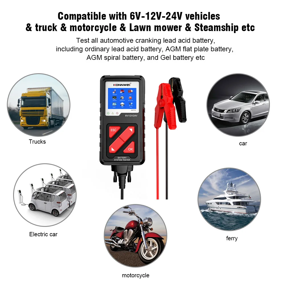 The new KW710 6 v and 24 the car truck motorcycle yacht lawn mower battery cell detector etc |