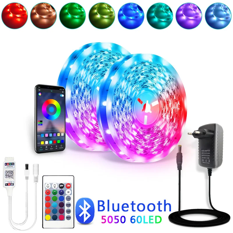 Bluetooth Светодиодные ленты светильник RGB 5050 SMD 2835 гибкая лента Fita светодиодный 5 м 10 15