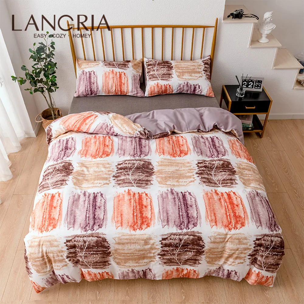 LANGRIA красочные печатные мягкие комплекты постельного белья пододеяльник набор с