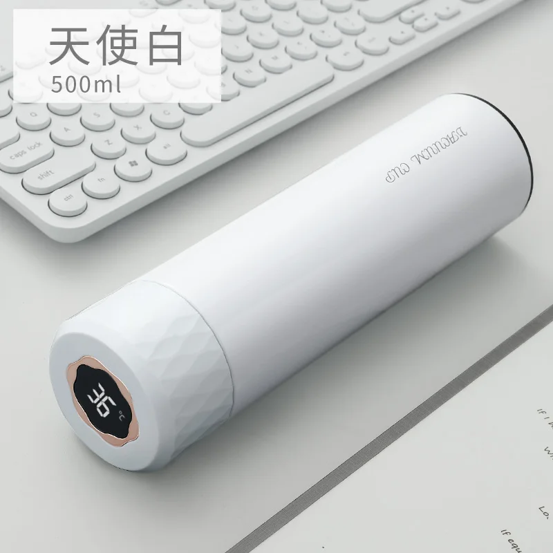 

Straw White Thermos Bottle with Temperature Display Intelligent Thermos Cup Vacuum Hot Water Kubki Termiczne Thermoses BE50BW