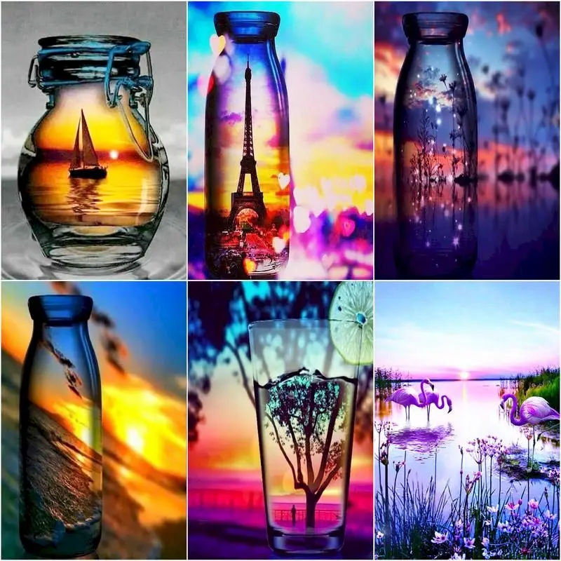 

GATYZTORY 60x75cm DIY Diamond Painting 5D Glass Landscape Full Square Embroidery The Setting Sun Handmade Home Decor Diamond