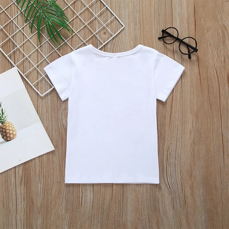 Летние топы с буквенным принтом для мальчиков и девочек от 1 до 6 лет хлопковые