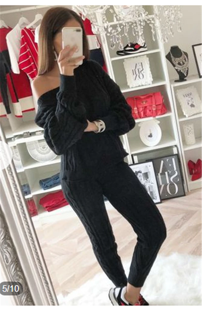 Лидер продаж 2019 новый женский костюм в стиле ретро летний свитер джоггеры