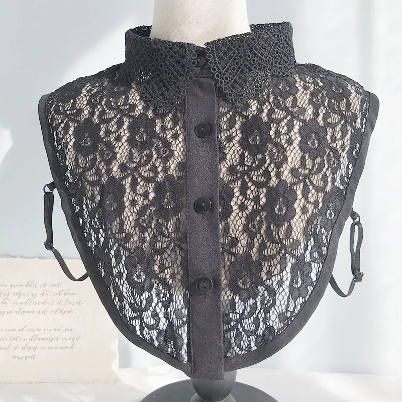 Стильная Съемная половинная блузка с цветочным кружевом и ложным воротником