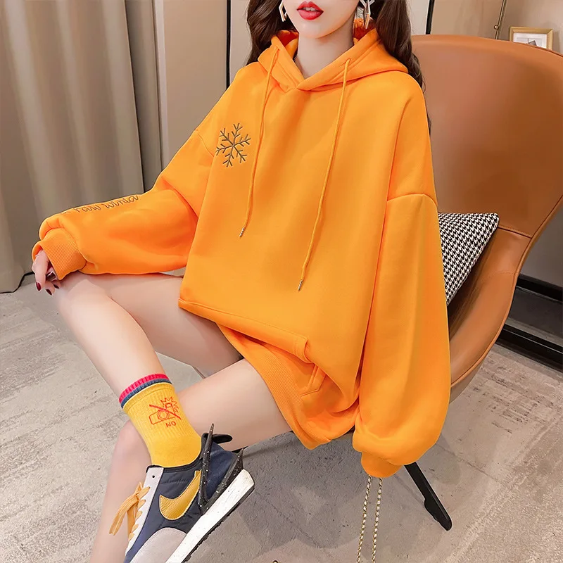 

Hoodie 2021 Spring And Autumn Polar Fleece Pullover Casual Streewear Loose Thickened Antler Hooded Women's Harajuku Sweatshirt