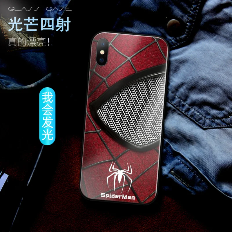 venom чехол из закаленного стекла для телефона для iPhone 6S 7 8PLUS XS MAX светодиодный роскошный стеклянный чехол для телефона
