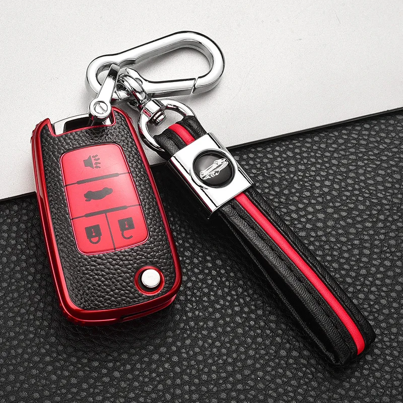 

New Leather TPU All-Inclusive Car Remote Key Full Cover Case For Buick Chevrolet Cruze Opel Vauxhall Mokka Encore Astra Keychain