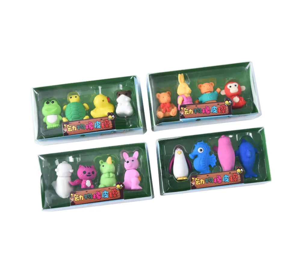 Животное обезьяна медведь Кошка Кролик Лягушка утка КИТ карандаш ластик