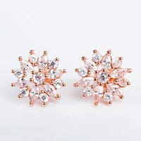 women elegant beautiful white accessories a pair rose plated stud earrings