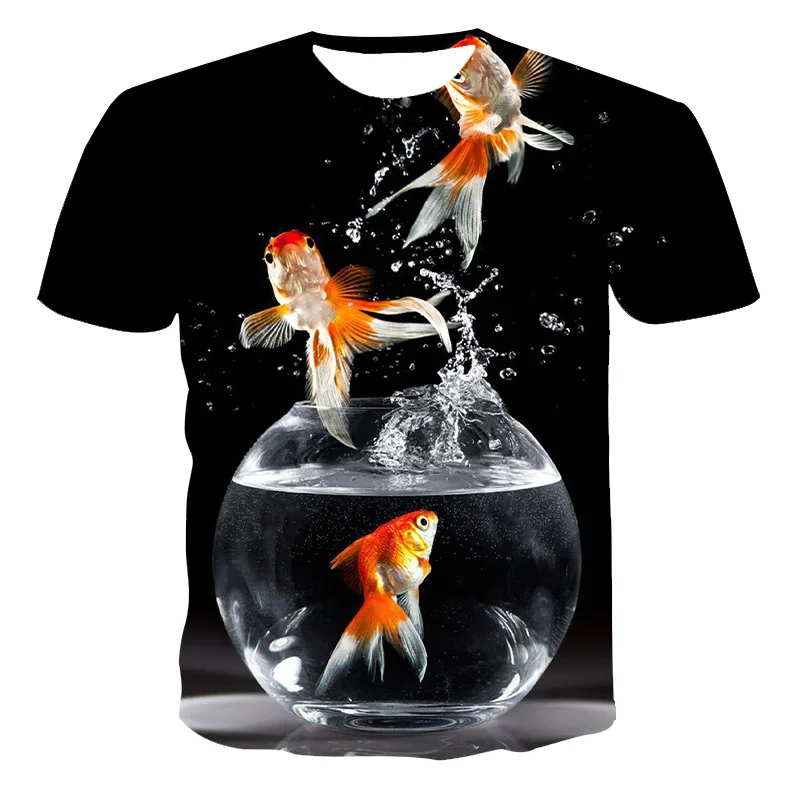 

The New Goldfish Series Pattern Cool Style Polyester Soft Fashionable T-Shirt That Boys/Girls/Kids Like