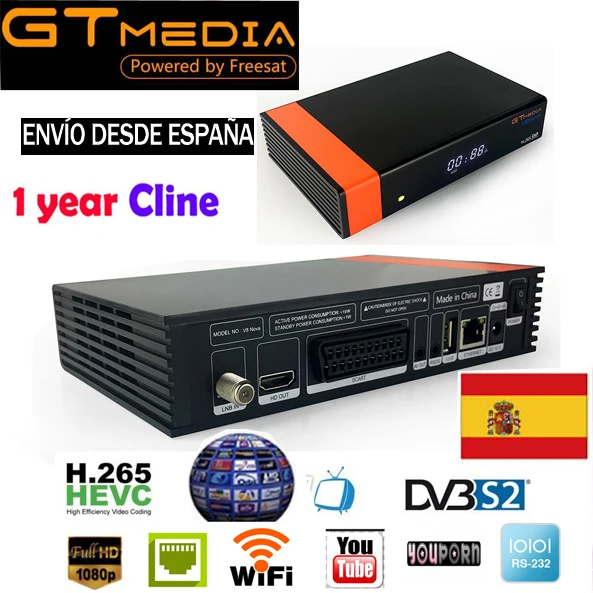 Спутниковый ресивер GTMEDIA V8 NOVA orange 1 год DVB S2 поддержка встроенного Wi Fi Ethernet power vu biss