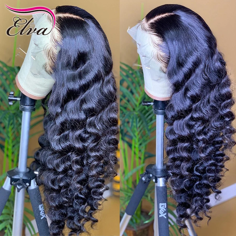 Кудрявые человеческие волосы на фронте парики из Elva перуанские Remy 360 фронтальный