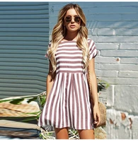 2021 elegant striped patchwork print casual dress women summer kawaii loose mini short dresses for ladies sukienka beachwear y2k